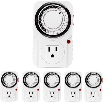 Minuterie enfichable 24 heures, minuterie mécanique pour prises électriques pour l'intérieur, la maison, la cuisine, le bureau, les électroménagers de l'iPower, paquet de 5