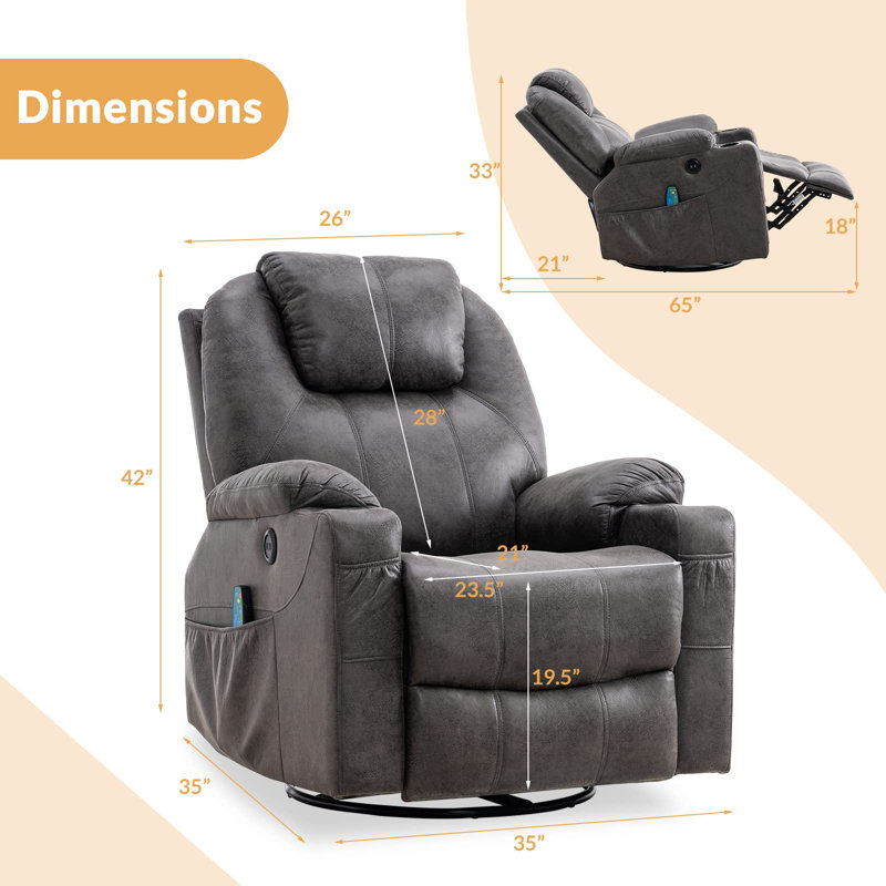Fauteuil inclinable Umeko, Microfibre/microsuède gris