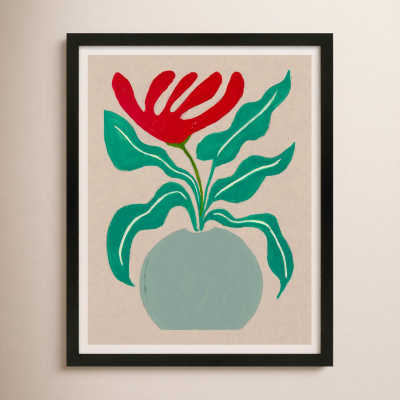 Trippy Tulip Painting by Andrea Stokes, Black Framed Paper, 20" H x 16" W x 1.25" D