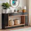 Console 63 po en bois avec 2 tablettes, table de ferme rectangulaire pour entrée