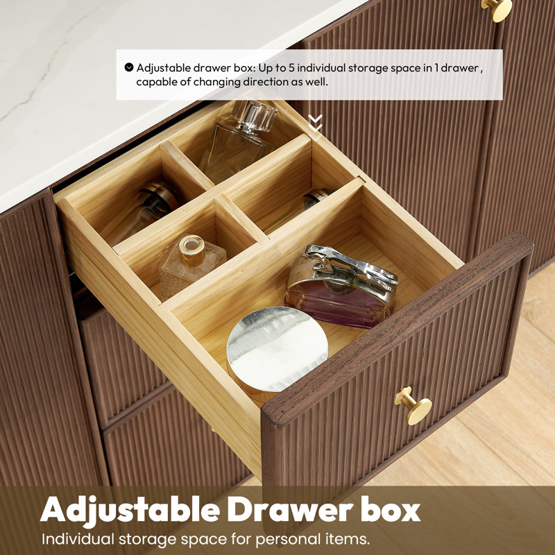 Amella 72'' Free Standing Double Bathroom Vanity with Quartz Top, Dark Brown Oak