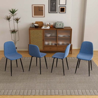 Ensemble de 4 chaises de salle à manger modernes avec pieds en fer et chaise d'appoint rembourrée pour la cuisine