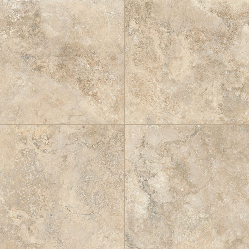 Travino Cross Cut Travertine 24X24 Matte Porcelain Tile, Matte Beige