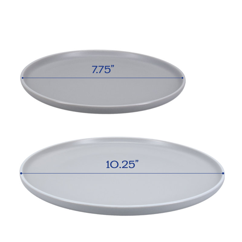 Tempo Stoneware Dinnerware Set 16 Piece - Service for 4, Gray