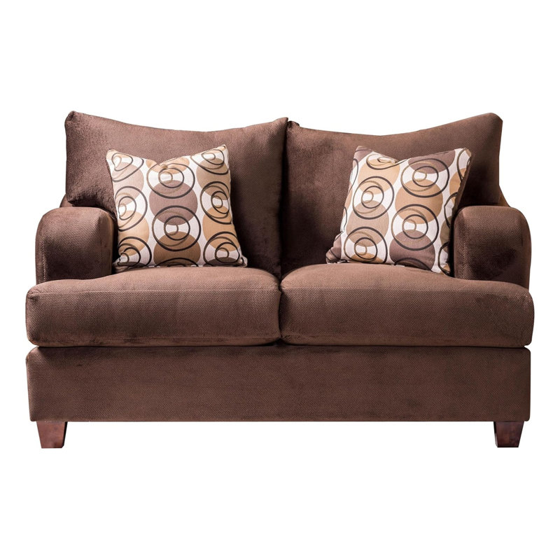 Ensemble de causeuse Roswell, chenille brun chocolat, 5 coussins décoratifs