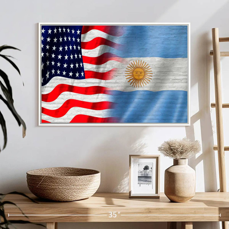 États-Unis et l'Argentine Molesley, Cadre flottant blanc, 25 po x 17 po