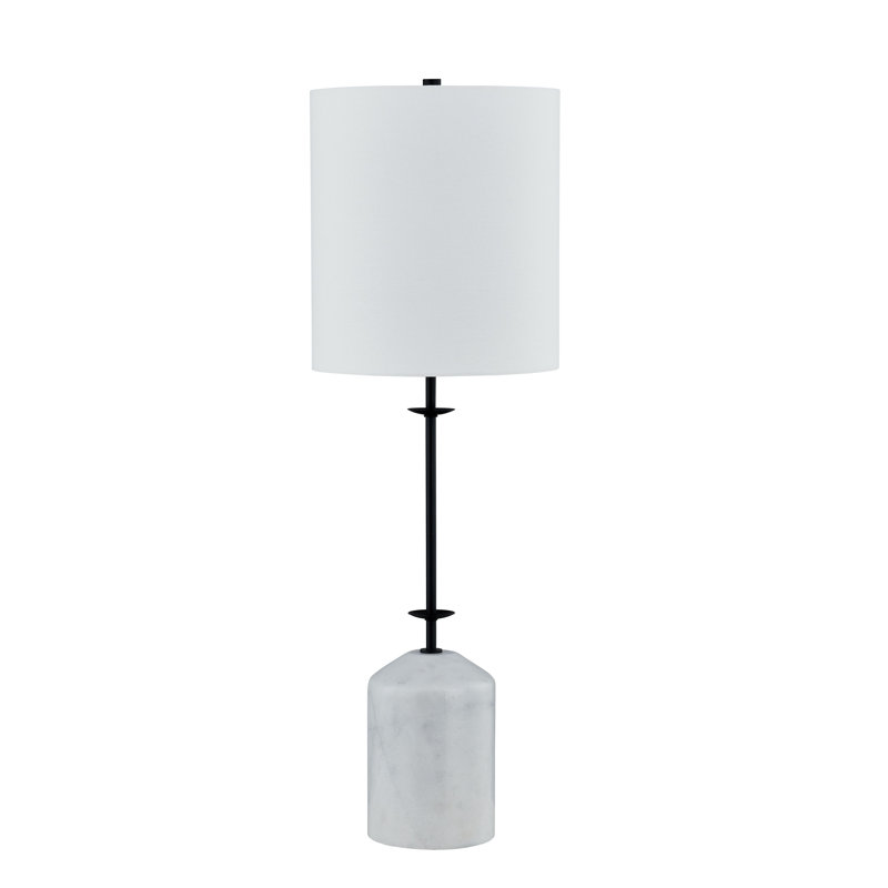 Lilly 34" Marble Table Lamp with Fabric Shade, Gray