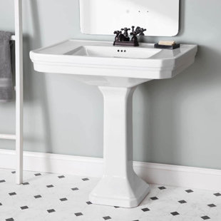 CAMBRIDGE Rectangular pedestal porcelain washbasin By