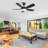 Modern 42" Black 5-Blade Dimmable Ceiling Fan with Lights And Remote Control, Quick-Install Blades, Easy Installation, 3CCT LED Lights, 6 Reversibles DC Motor, Timer, 4"/10" Downrods