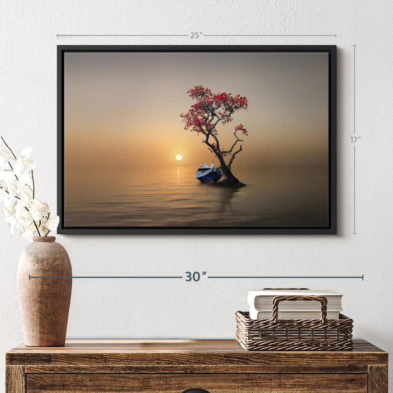 "Art mural bateau amarré", H 17 po x l 25 po