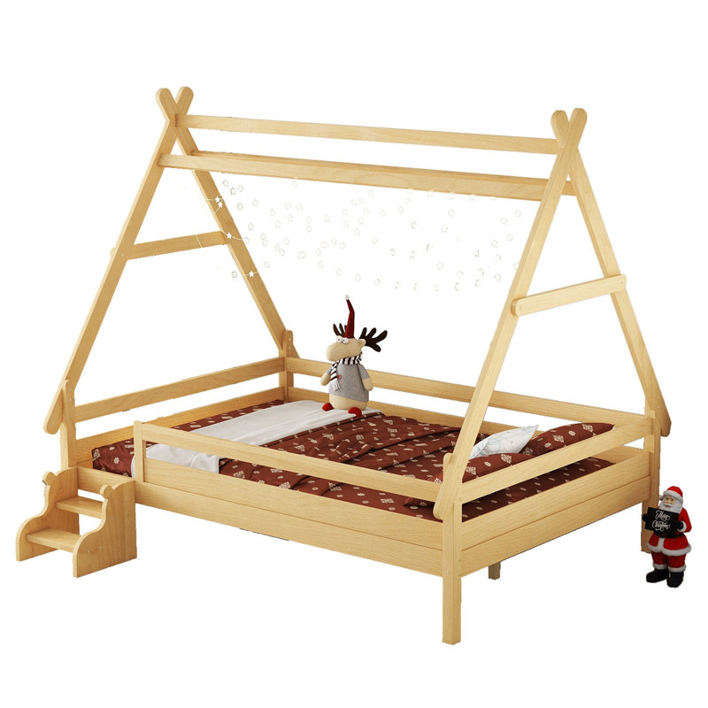 Lit plateforme double avec escalier, Natural