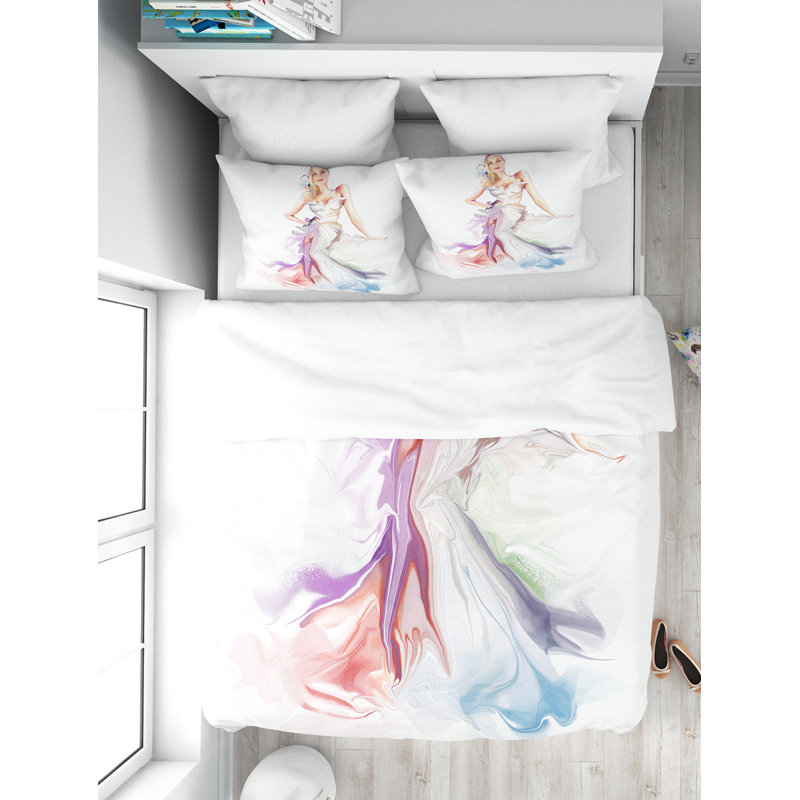 Ensemble de housse de couette à la mode fille designart magnifique, Housse de couette grand + 2 taies décoratives