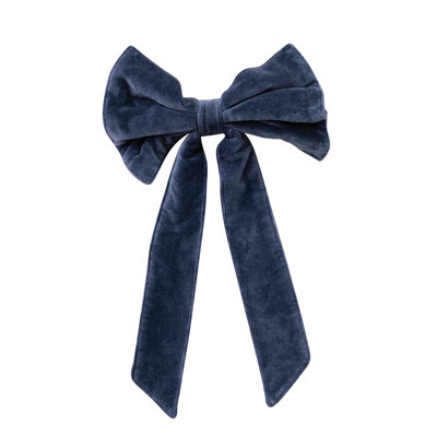 Navy Cotton Velvet Bow with Iron Clip