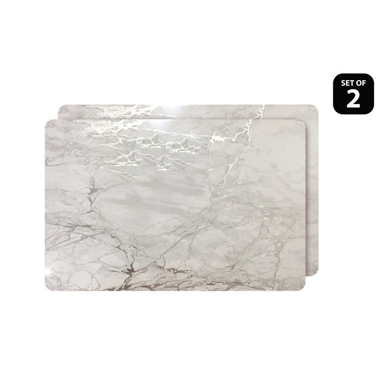Wolfhurst Placemats Dining Table Mat Table Decor Washable Non Slip Marble Rectangle 12 X 18, Silver