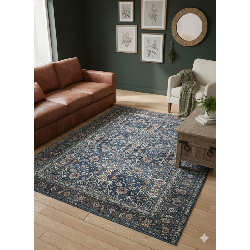 Glenmoor Machine-Washable Vintage Botanical Rod-Iron Area Rug , Rectangle 5'3" x 7'6"