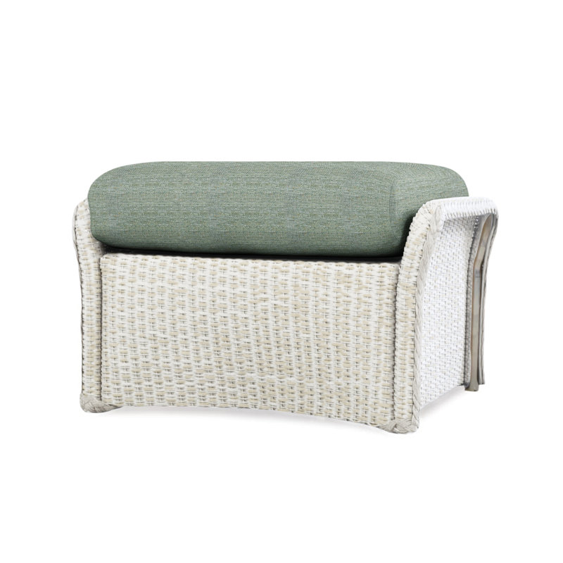 Weekend Retreat Outdoor Ottoman, Loveboat Mint, White