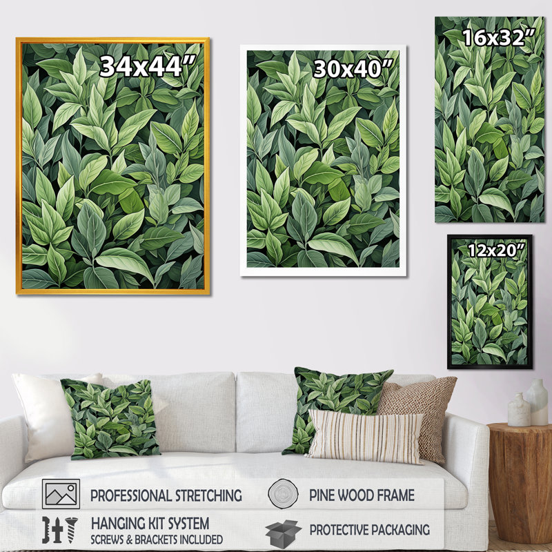 Herbes, sauge, sagesse, art floral, Cadre flottant doré, 32" H x 16" W