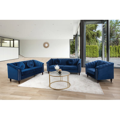 Zetzaf 3 Piece Velvet Living Room Set