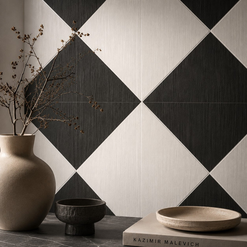 Refinery 12'' W x 12'' L Porcelain Triangle Singular Tile, Chalk