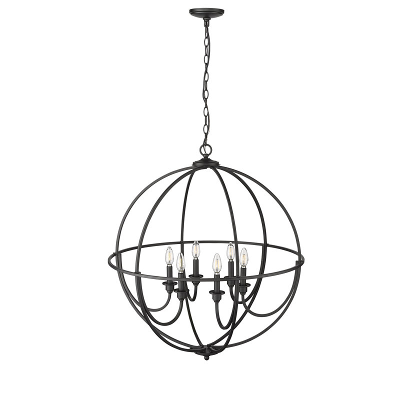 Artemis 6 - Light 30" Wide Dimmable Globe Chandelier, Matte Black