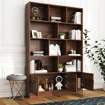 72.03" High 4 Bookshelf With 10 & 3 Doors, Cube Storage Organizer For Study Room, Office, Living Ample Space And Tall Modern Bedroom, Available