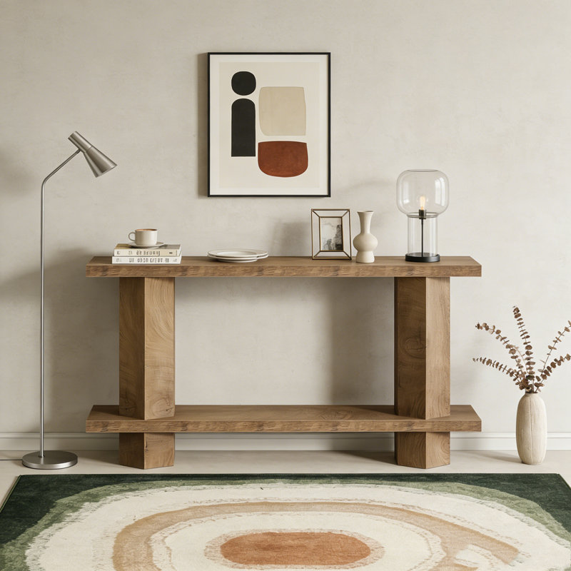 2-Tier Hallway Sofa Table Behind Couch, Brown