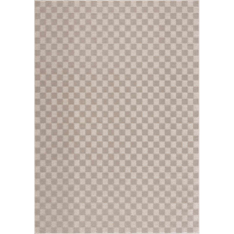 Kwan Machine Washable Modern Geometric Beige Area Rug, Rectangle 7'10" x 10'