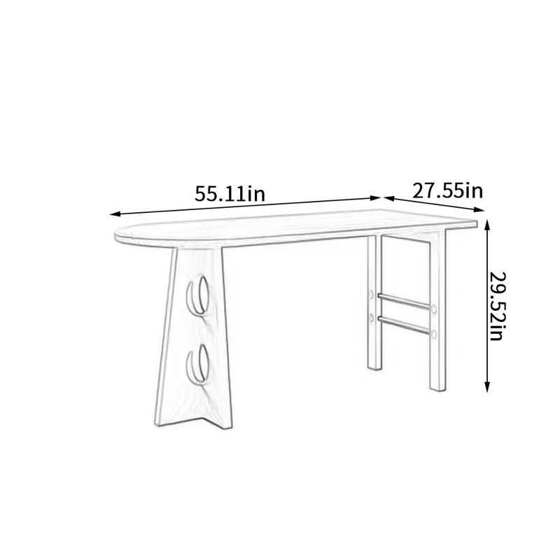 Conception créative moderne d'une table de salle à manger irrégulière, H 29,52 po x L 55,11 po x l 27,55 po