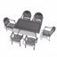 Ensemble de 7 pièces de mobilier de patio en aluminium coulé, avec cadre noir et coussins de siège rouges