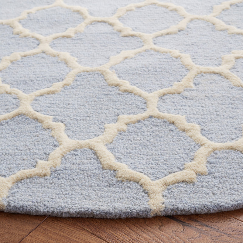 Cannen Hand Tufted Wool Geometric Rug, Round 6'