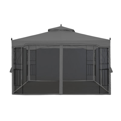 MASTERCANOPY Steel Patio Gazebo with Corner Shelves