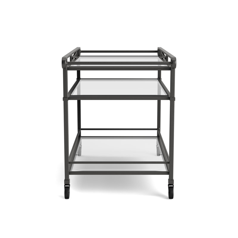 Venetian Bar Cart, Textured Pewter