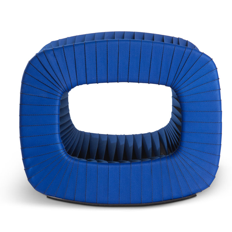 Seat Belt 24" Wide Ottoman, Blue Cotton
