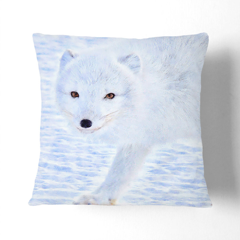 Winter Fox Painting Cushion with Filling, 55cm H x 55cm W x 20cm D