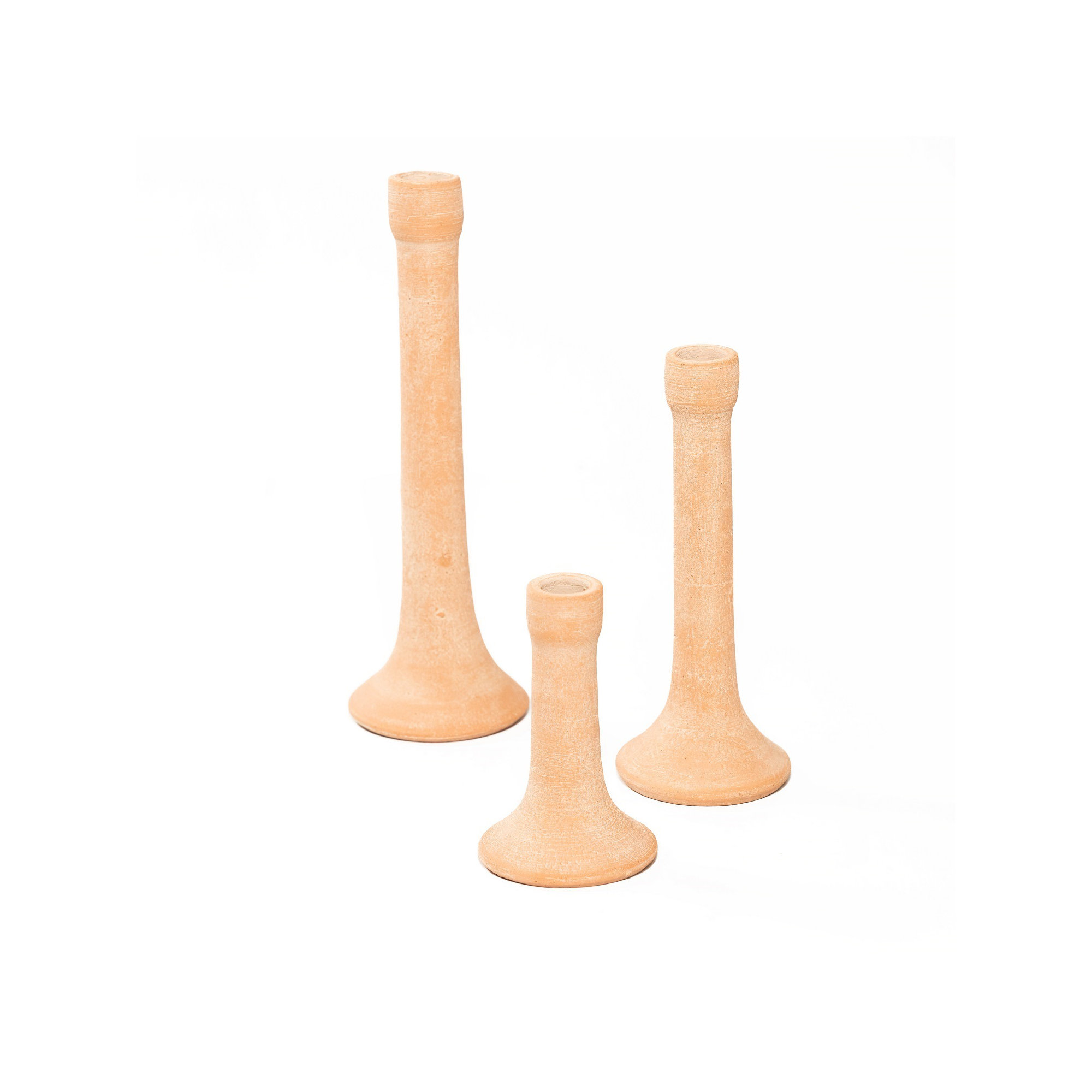 Clay Tabletop Candlestick, 6" H x 3.75" W x 3.75" D