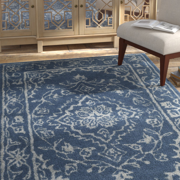 Samaniego Hand Tufted Viscose/Wool Oriental Rug in Blue