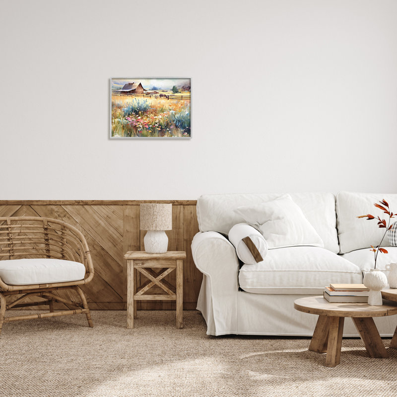 «Horse In Farmhouse Meadow» par Ramona Murdock, H 16 po x l 20 po x P 1,5 po, Estampe numérique Farmhouse