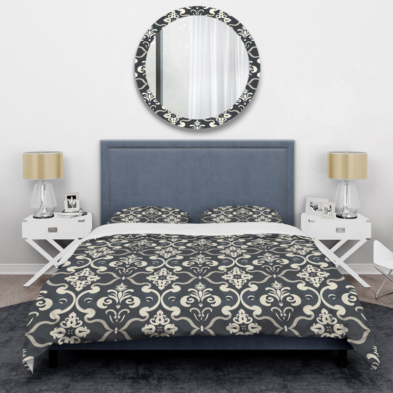 Ensemble de housse de couette transitionnelle gris foncé Glamour Luxe I, Housse de couette très grand et 2 très grandes t