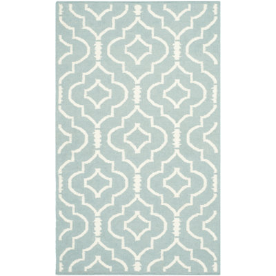 Tapis géométrique en laine / coton tissé à la main Milltown en bleu clair / ivoire