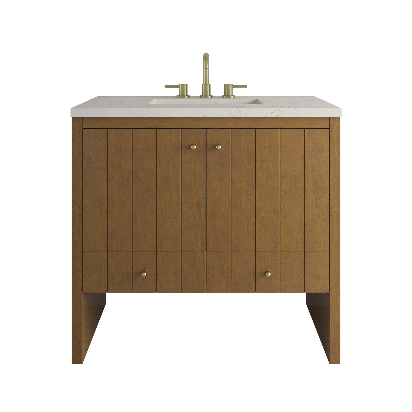 Hudson 36'' Single Bathroom Vanity, 8" Widespread, Siberian, Honey Oak