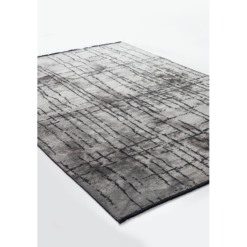 Rapture Abstract Area Rug in Gray, Rectangle 6'7" x 8'3"