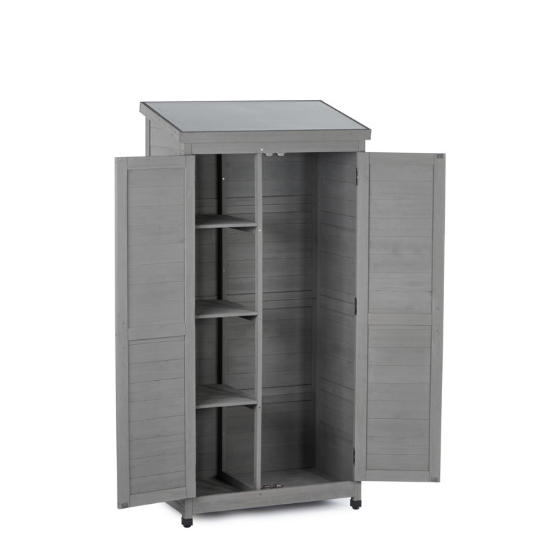 Wood Potting Bench With Metal Top And Structure Gray Outdoor Workbench Framework