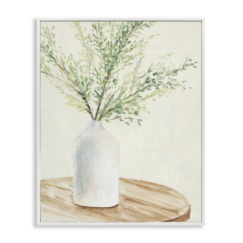Tranquil Botanical Still Life, estampe numérique texturée par Lanie Loreth, H 14 po x l 11 po x P 1,5 po, Cadre blanc