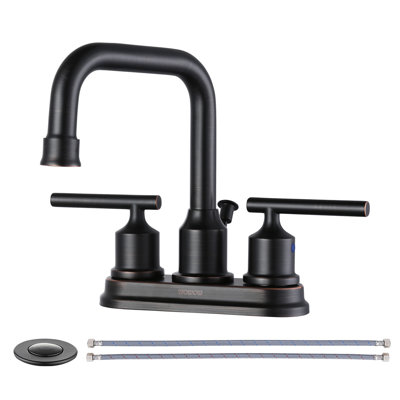 4 in. Centerset 2-handle High Arc Bathroom Faucet with Drain Assembly