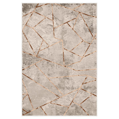 Luxurious Woven Area Rug, 5.9 x 9.2 ft, 100% Polyester, Antibacterial | Non-Slip PVC Felt Dot Underside, 0.3 in Pile Height | Machine Washable, 3D Digital Print, Perfect for Living Room & Bedroom Décor