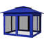 Abri escamotable 11 pi X, pavillon de jardin extérieur avec filet à fermeture à glissière amovible, tente instantanée, tente de patio bleue pour la cour