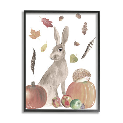Feuillage d'automne «Rabbit And Hedgehog Pumpkin» par Alicia Longley - Peinture