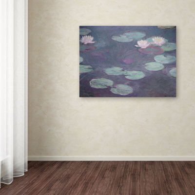 " Wrapped Canvas Wall Art - Claude Monet 'Pink Lilies 1897-1899' Wall Art For Living Room, Bedroom, Or Office Décor - 18x24 " by Claude Monet Painting Print