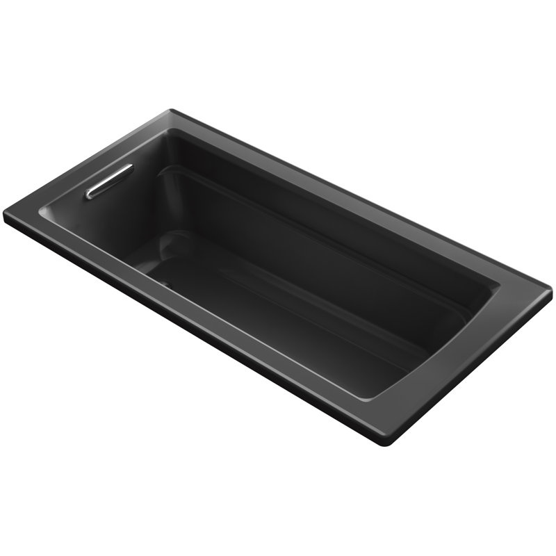 Archer Drop-in Vibracoustic Bath with Reversible Drain, Noir Noir