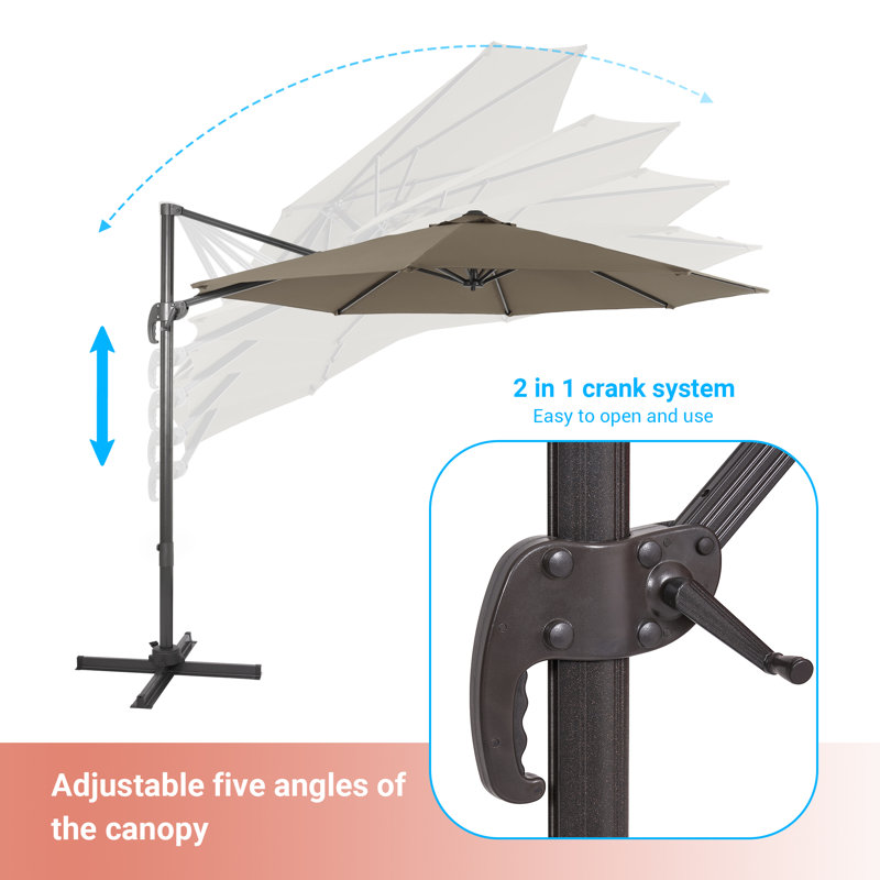 Parasol en porte-à-faux 120 po, Taupe
